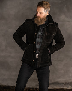 Master Supply Co Field Jacket Black - Full-Grain Cowhide Chore-Style Coat”, “Durable Black Field Jacket for Men”, “Versatile Unlined Field Jacket by Master Supply Co”