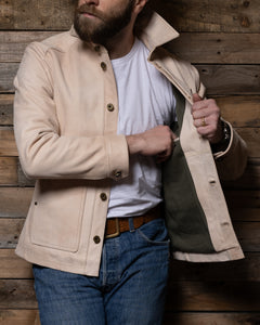 Interior view of the Field Jacket showing the twill liner and inside pocket details
