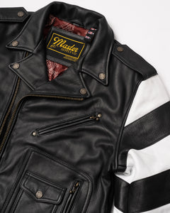 Close-up of vintage stripe detail on Scrambler double rider jacket