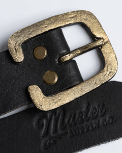 Leather Belt: Black with Rustic Buckle