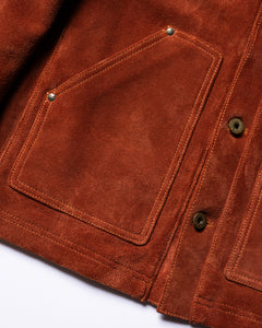 Master Supply Co men's brown leather biker jacket Field Jacket in roughout Copperhide leather